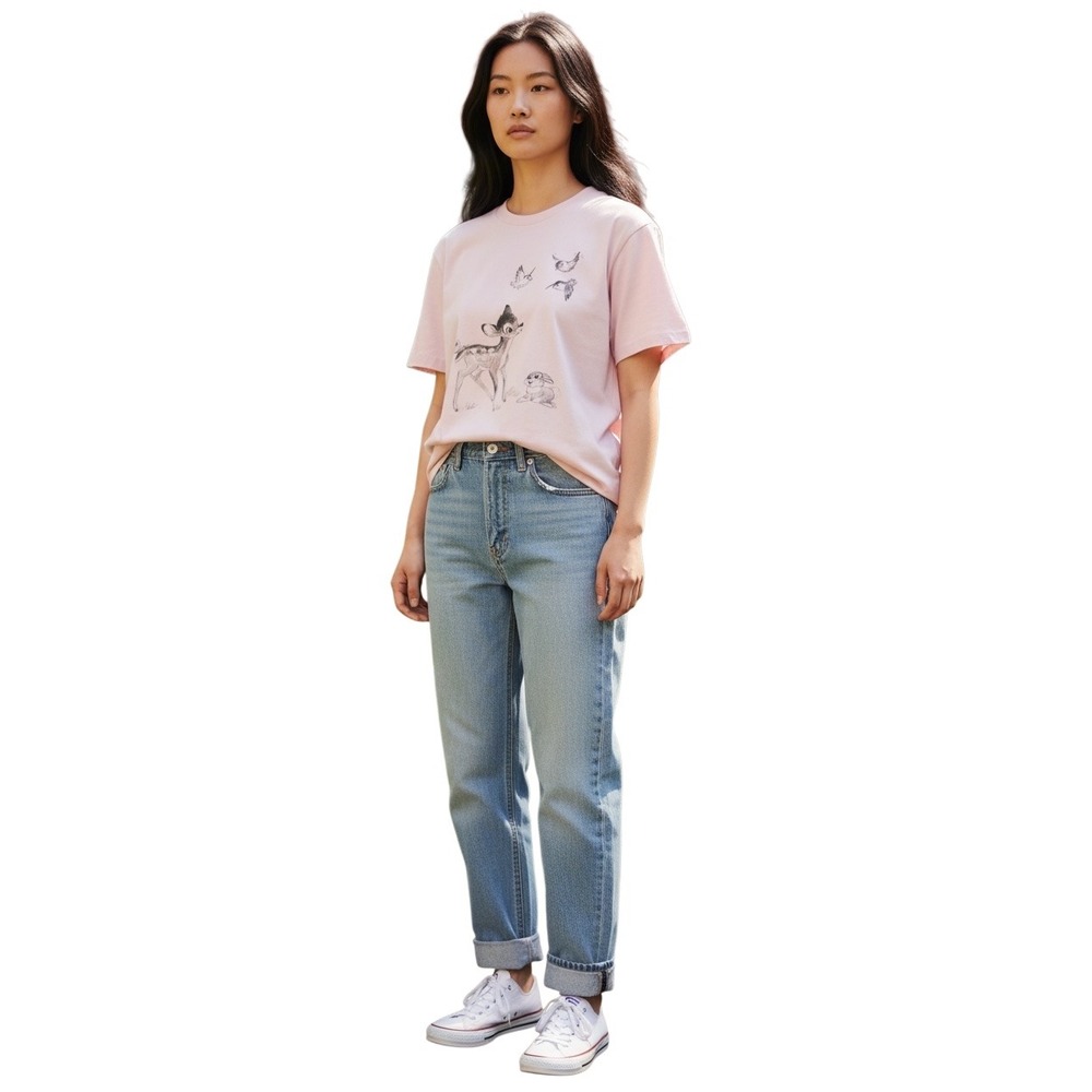 Uniqlo UT Disney‎ Bambi Thumper Graphic T-Shirt Light Pink Women's Medium